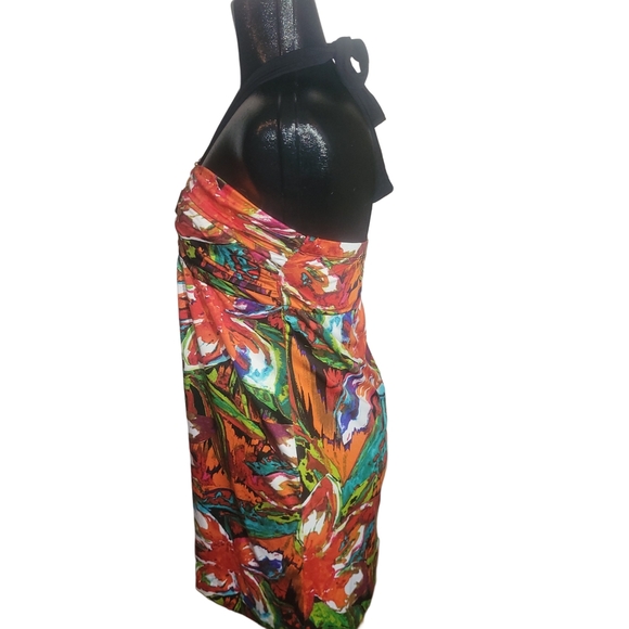 Colorful Floral Halter Dress Sz. L - Picture 5 of 7
